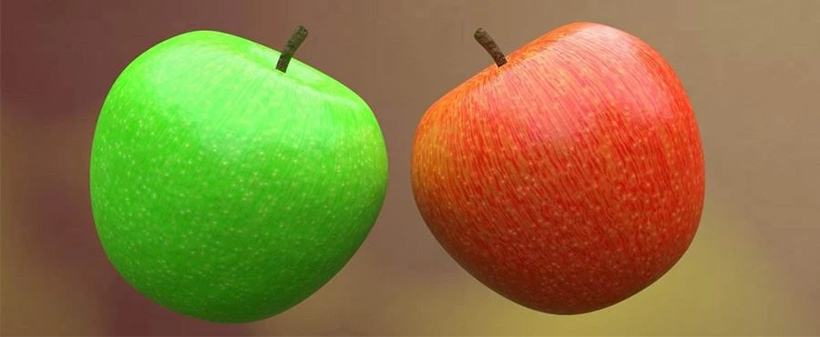 green apple and red apple